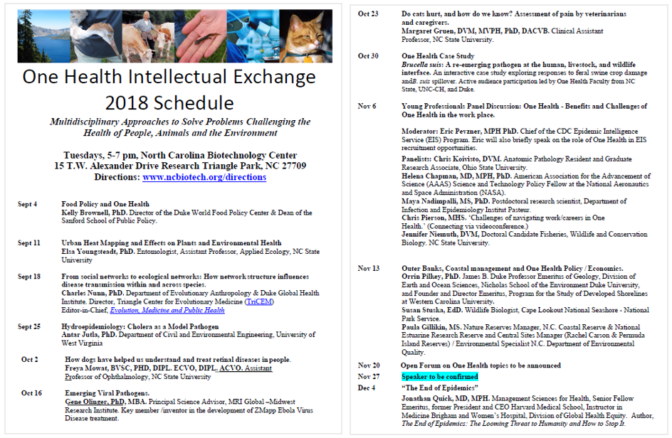 Multidisciplinary Approaches to Solve Problems Challenging the Healthof People, Animals and th Environment - Seminar Series