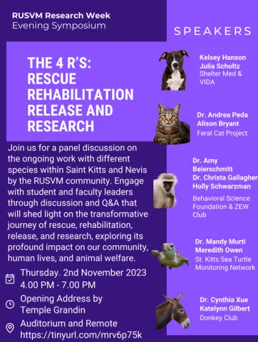 One Health, One Welfare Panel Discussion:  The 4 R's:  Rescue, Rehabilitation, Release & Research One Health, One Welfare Panel Discussion:  The 4 R's:  Rescue, Rehabilitation, Release & Research