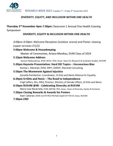 RUSVM Annual One Health Evening Symposium RUSVM Annual One Health Evening Symposium