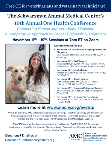 AMC’s 10th Annual One Health Conference: A Comparative Approach to Cancer Diagnosis & Treatment AMC’s 10th Annual One Health Conference: A Comparative Approach to Cancer Diagnosis & Treatment