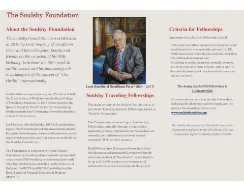 2022 Soulsby Travelling Fellowships in One Health 2022 Soulsby Travelling Fellowships in One Health