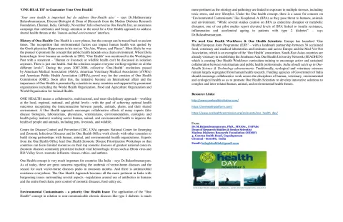 One-Health Day Awareness Dissemination to Public One-Health Day Awareness Dissemination to Public