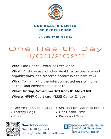 First Annual One Health Day 2023 at U Florida Center of One Health Excellence First Annual One Health Day 2023 at U Florida Center of One Health Excellence