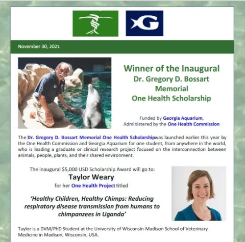 Launch of Dr. Gregory D. Bossart One Health Memorial Scholarship Launch of Dr. Gregory D. Bossart One Health Memorial Scholarship
