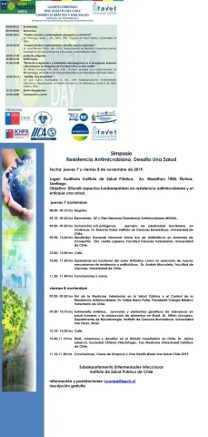 Cuarto Simposio One Health Day Chile Cambio Climático y Una Salud/Simposio de Resistencia Antimicrobiana, Desafío Una Salud Cuarto Simposio One Health Day Chile Cambio Climático y Una Salud/Simposio de Resistencia Antimicrobiana, Desafío Una Salud