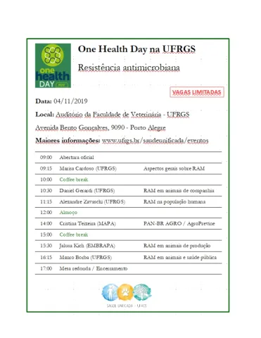 One Health Day at UFRGS: discussion about antimicrobial resistance One Health Day at UFRGS: discussion about antimicrobial resistance