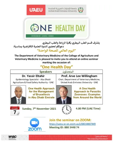 United Arab Emirates University One Health Day Seminar United Arab Emirates University One Health Day Seminar