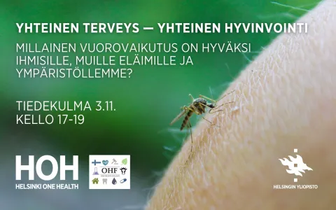 Yhteinen terveys – yhteinen hyvinvointi.  Millainen vuorovaikutus on hyväksi ihmisille, muille eläimille ja ympäristöllemme?   Yhteinen terveys – yhteinen hyvinvointi.  Millainen vuorovaikutus on hyväksi ihmisille, muille eläimille ja ympäristöllemme?